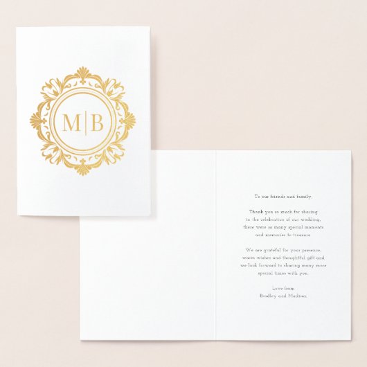  Bloemen Monogram Huwelijk Bedankt Folie Kaarten (Display)