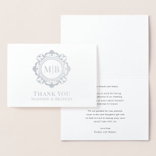 Bloemen Monogram Huwelijk Bedankt Folie Kaarten