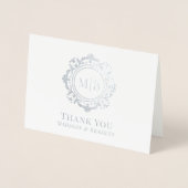 Bloemen Monogram Huwelijk Bedankt Folie Kaarten (Voorkant)