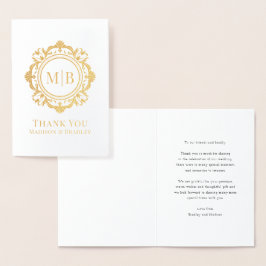  Bloemen Monogram Huwelijk Bedankt Folie Kaarten