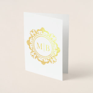 Bloemen Monogram Huwelijk Bedankt Folie Kaarten