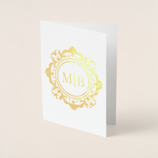 Bloemen Monogram Huwelijk Bedankt Folie Kaarten (Voorkant)