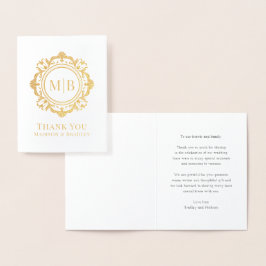  Bloemen Monogram Huwelijk Bedankt Folie Kaarten
