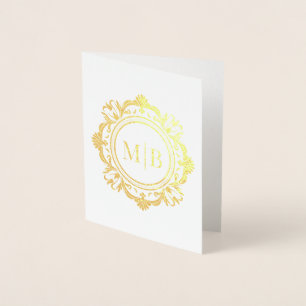 Bloemen Monogram Huwelijk Bedankt Folie Kaarten