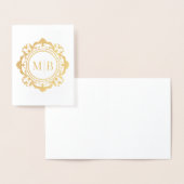 Bloemen Monogram Huwelijk Bedankt Folie Kaarten (Display)
