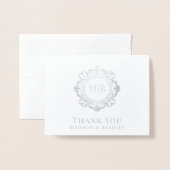 Bloemen Monogram Huwelijk Bedankt Folie Kaarten (Voorkant met envelop)