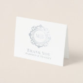 Bloemen Monogram Huwelijk Bedankt Folie Kaarten (Voorkant)