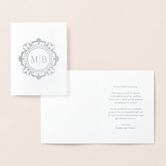  Bloemen Monogram Huwelijk Bedankt Folie Kaarten (Display)