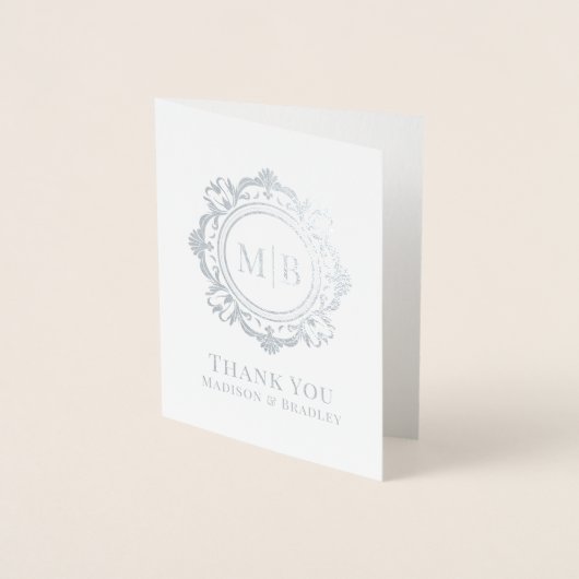  Bloemen Monogram Huwelijk Bedankt Folie Kaarten (Voorkant)