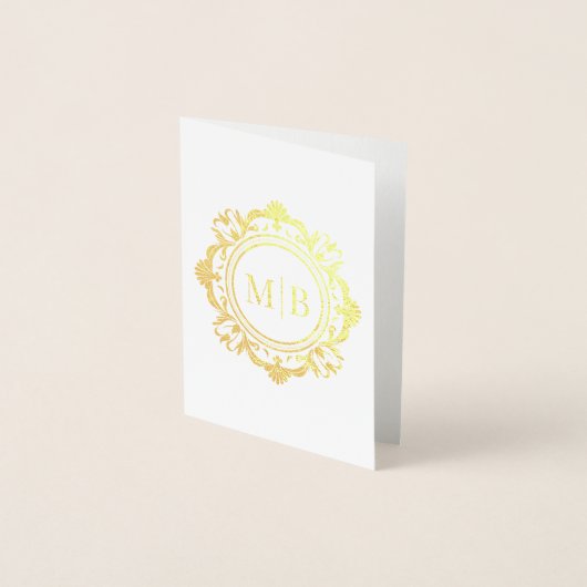 Bloemen Monogram Huwelijk Bedankt Folie Kaarten (Voorkant)