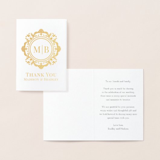  Bloemen Monogram Huwelijk Bedankt Folie Kaarten (Display)