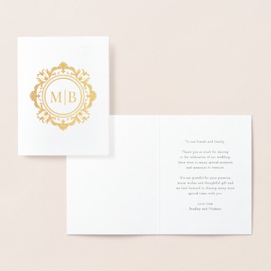  Bloemen Monogram Huwelijk Bedankt Folie Kaarten (Display)