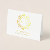  Bloemen Monogram Huwelijk Bedankt Folie Kaarten (Voorkant)