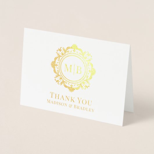  Bloemen Monogram Huwelijk Bedankt Folie Kaarten (Voorkant)