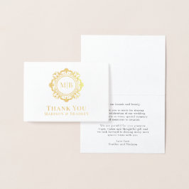  Bloemen Monogram Huwelijk Bedankt Folie Kaarten
