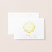  Bloemen Monogram Huwelijk Bedankt Folie Kaarten (Voorkant met envelop)