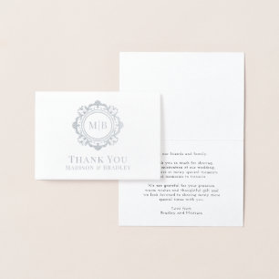 Bloemen Monogram Huwelijk Bedankt Folie Kaarten