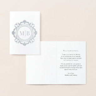 Bloemen Monogram Huwelijk Bedankt Folie Kaarten