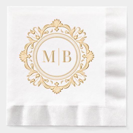  Bloemen Monogram Huwelijk Custom Folie Servetten (Voorkant)