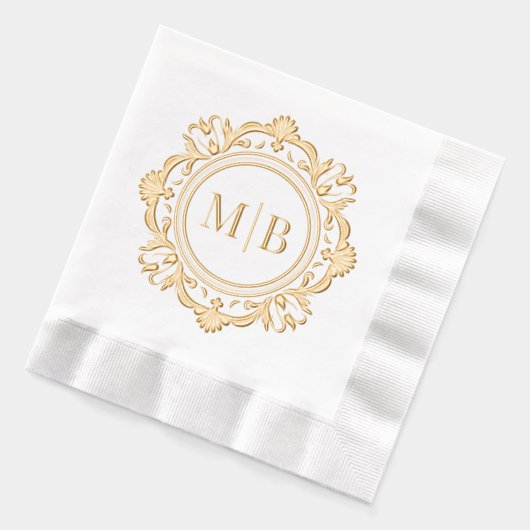  Bloemen Monogram Huwelijk Custom Folie Servetten (Links)