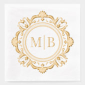  Bloemen Monogram Huwelijk Custom Folie Servetten (Voorkant)