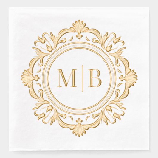  Bloemen Monogram Huwelijk Custom Folie Servetten (Voorkant)