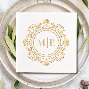 Bloemen Monogram Huwelijk Custom Folie Servetten