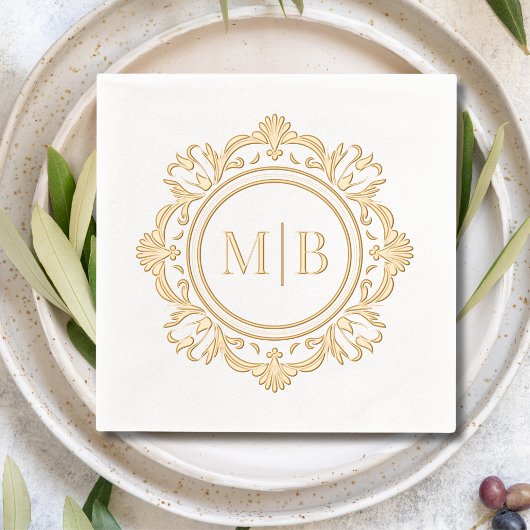 Bloemen Monogram Huwelijk Custom Folie Servetten