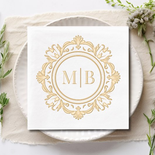  Bloemen Monogram Huwelijk Custom Folie Servetten