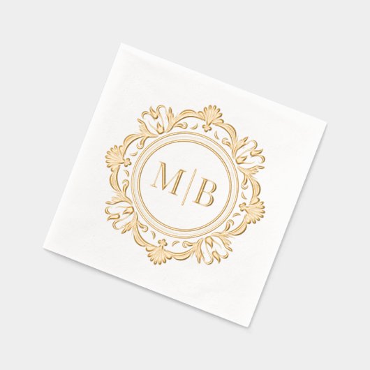 Bloemen Monogram Huwelijk Custom Folie Servetten (Links)