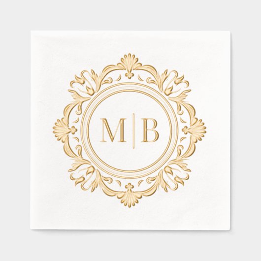 Bloemen Monogram Huwelijk Custom Folie Servetten (Voorkant)
