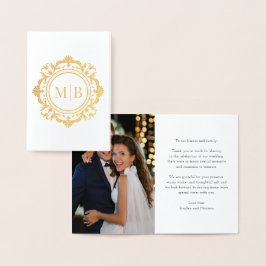  Bloemen Monogram Huwelijk Dank u Foto Folie Kaarten