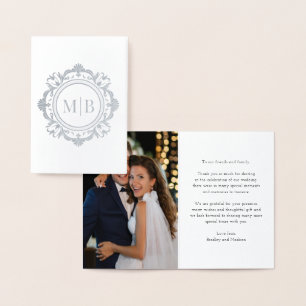 Bloemen Monogram Huwelijk Dank u Foto Folie Kaarten