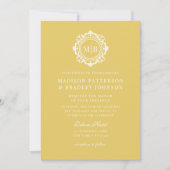 Bloemen Monogram Huwelijk Elegant Goud Kaart (Voorkant)