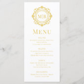  Bloemen Monogram Huwelijk Elegant Goud Menu (Voorkant)