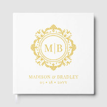 Bloemen Monogram Huwelijk Elegant Goud Wit