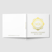 Bloemen Monogram Huwelijk Elegant Goud Wit Gastenboek (Volledig)