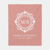  Bloemen Monogram Huwelijk Elegant Roos Goud Fleece Deken (Voorkant)