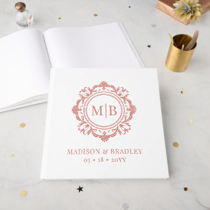  Bloemen Monogram Huwelijk Elegant Roos Goud Gastenboek