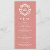  Bloemen Monogram Huwelijk Elegant Roos Goud Menu (Voorkant)