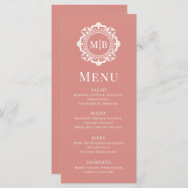  Bloemen Monogram Huwelijk Elegant Roos Goud Menu