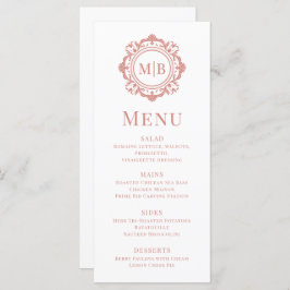  Bloemen Monogram Huwelijk Elegant Roos Goud Menu