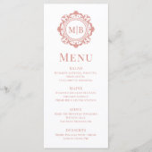  Bloemen Monogram Huwelijk Elegant Roos Goud Menu (Voorkant)