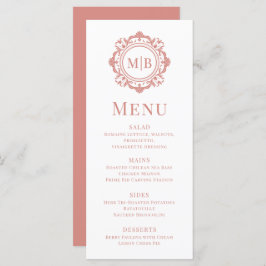  Bloemen Monogram Huwelijk Elegant Roos Goud Menu