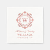  Bloemen Monogram Huwelijk Elegant Roos Goud Servet (Voorkant)