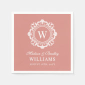  Bloemen Monogram Huwelijk Elegant Roos Goud Servet (Voorkant)