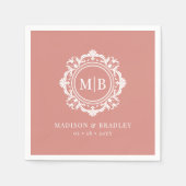 Bloemen Monogram Huwelijk Elegant Roos Goud Servet (Voorkant)