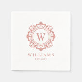  Bloemen Monogram Huwelijk Elegant Roos Goud Servet (Voorkant)