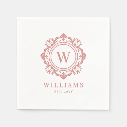  Bloemen Monogram Huwelijk Elegant Roos Goud Servet (Voorkant)