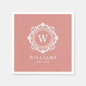  Bloemen Monogram Huwelijk Elegant Roos Goud Servet (Voorkant)